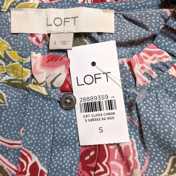 Loft | 'Garden Floral' Ruffle Sleeve Tie-Neck Blouse - Picture 3 of 7